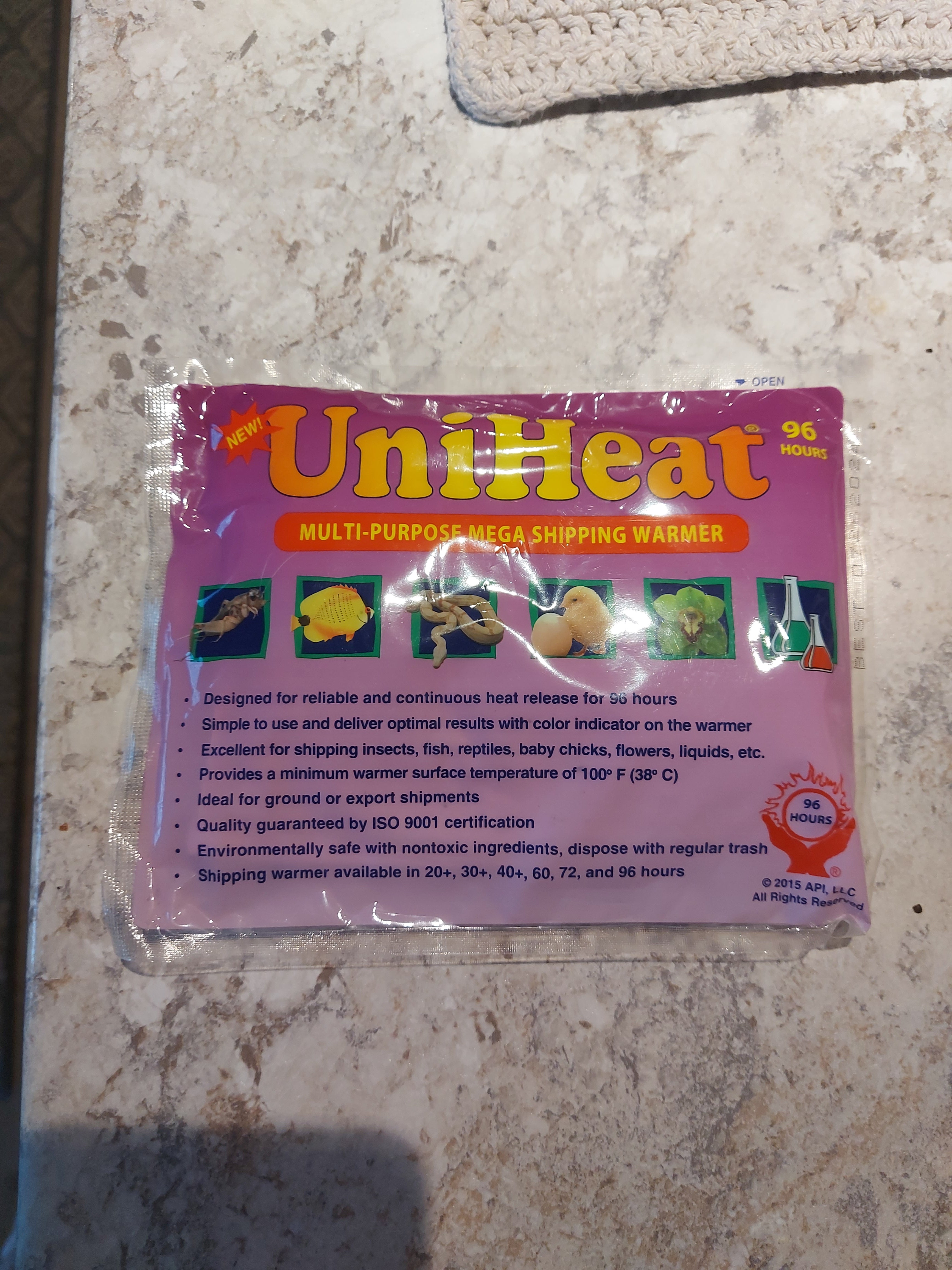 A heat pack for winter shipping